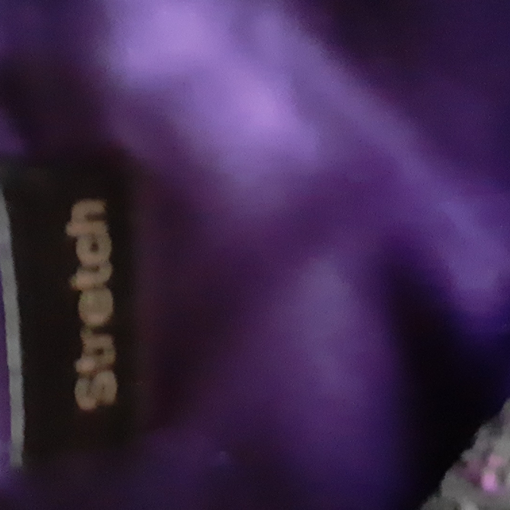 Guess sz 6 abstract print lace trim mini dress bodycon purple and black - Picture 6 of 7